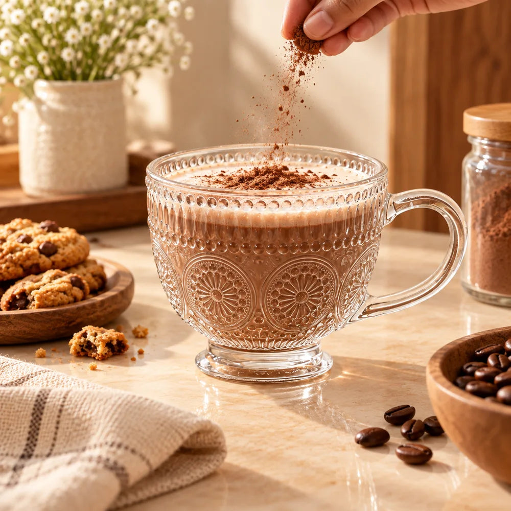 Sunflower Embossed Glass Mug (400 ml & Gold Rim) — view 4