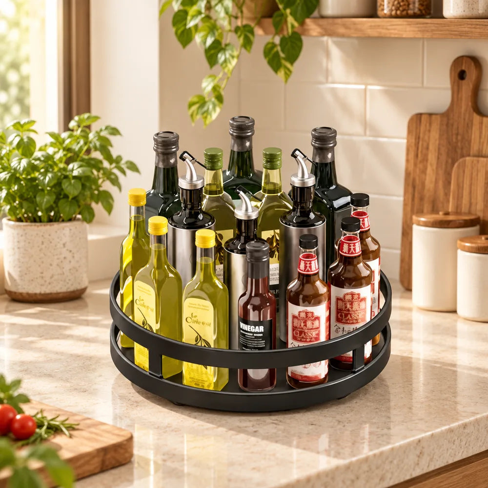 Black Round Rotating Spice Organiser — view 1