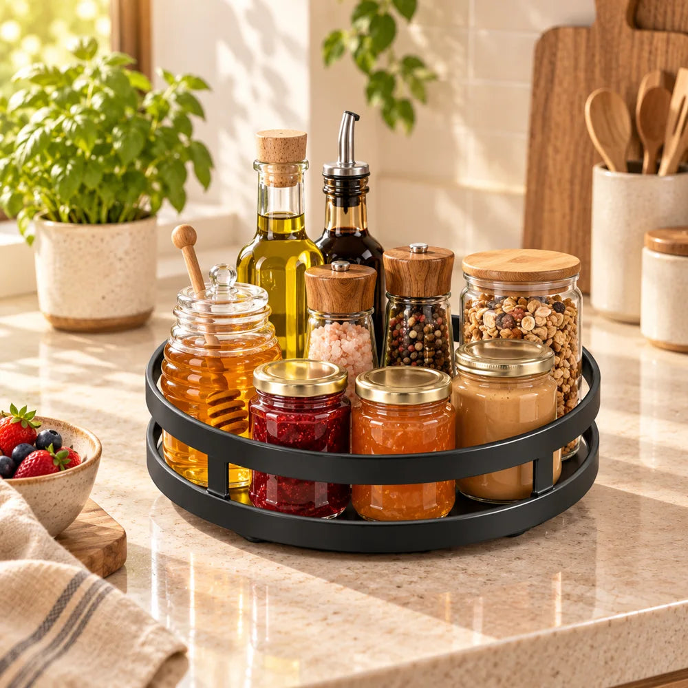 Black Round Rotating Spice Organiser — view 3