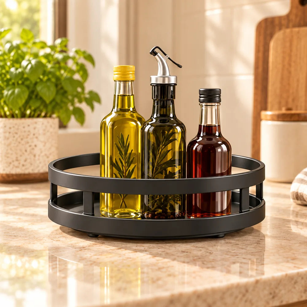 Black Round Rotating Spice Organiser — view 5