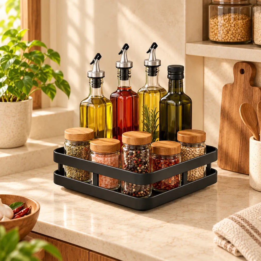 Black Square Rotating Spice Organiser — view 3