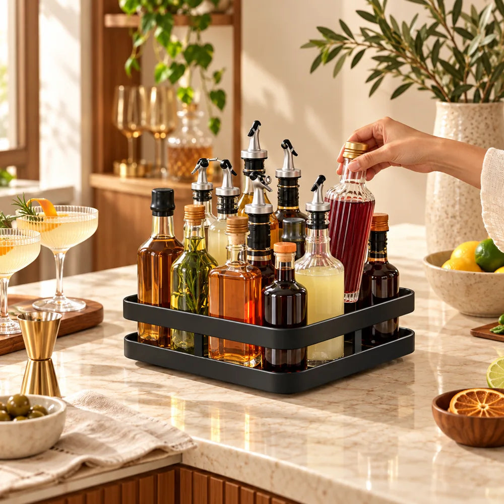 Black Square Rotating Spice Organiser — view 6