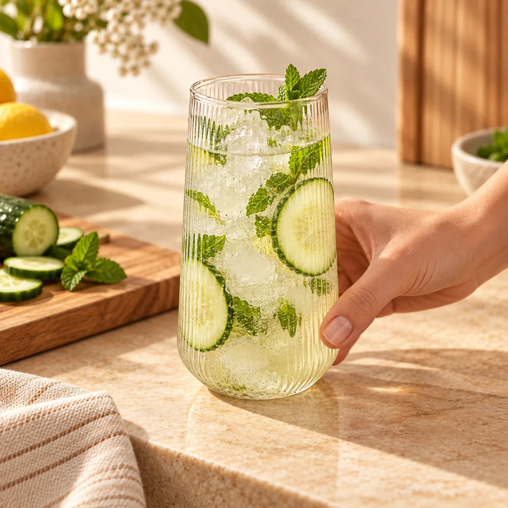 Large Ribbed Everyday Glass (500 ml) — view 4