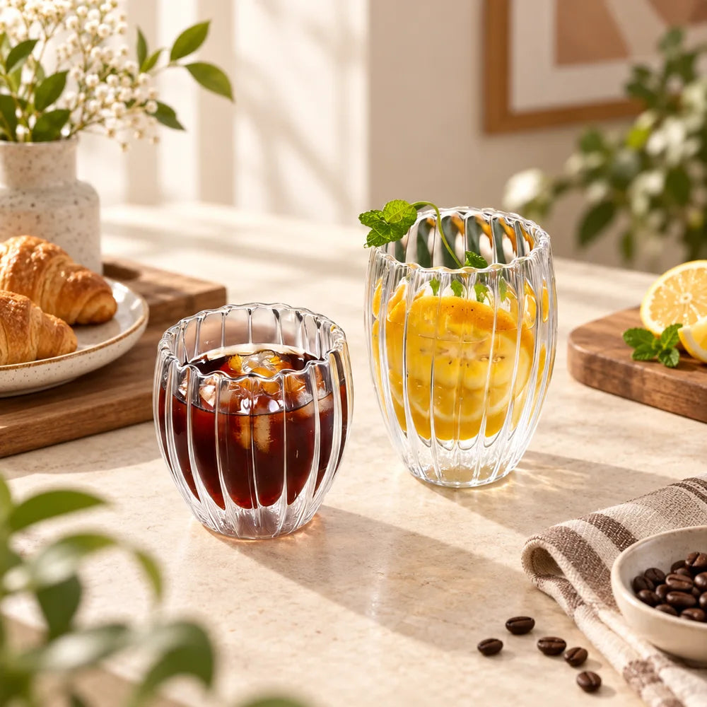 Ribbed Double-Wall Oval Glass (250 ml) — view 1