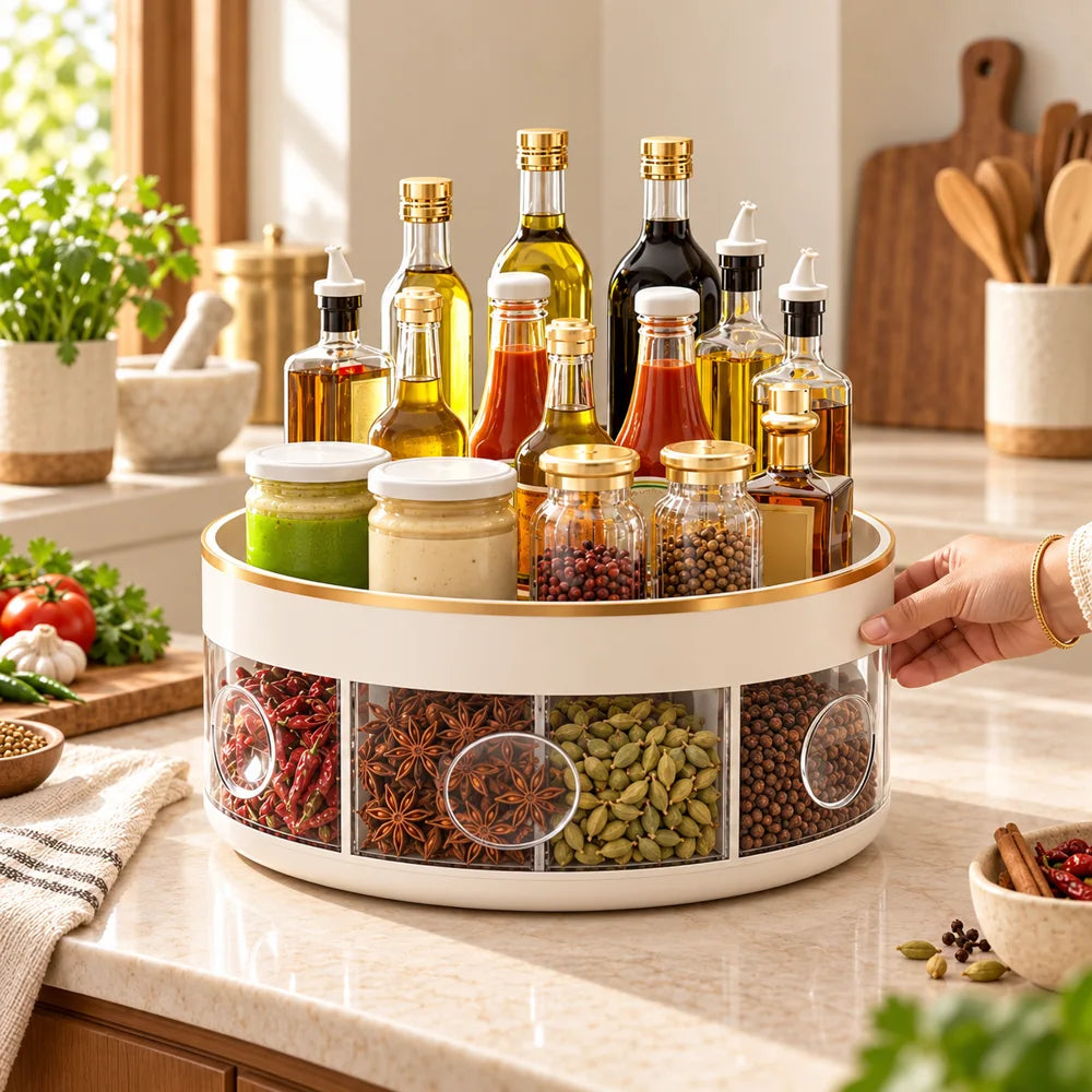 Rotating Seasoning Storage Rack (White) — view 2