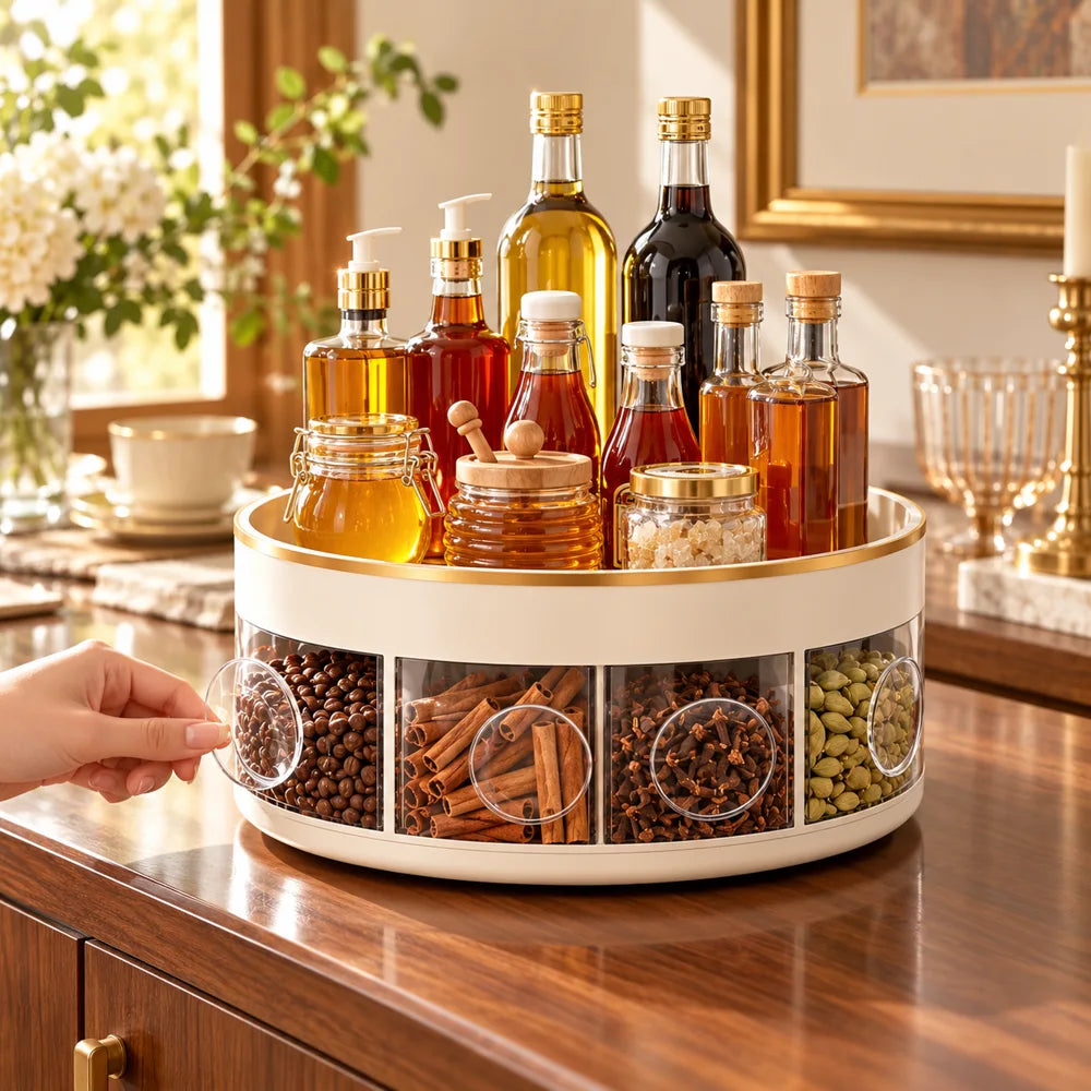 Rotating Seasoning Storage Rack (White) — view 3