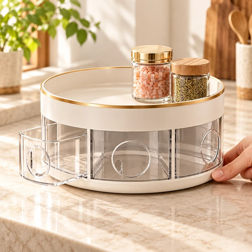 Rotating Seasoning Storage Rack (White) — view 4