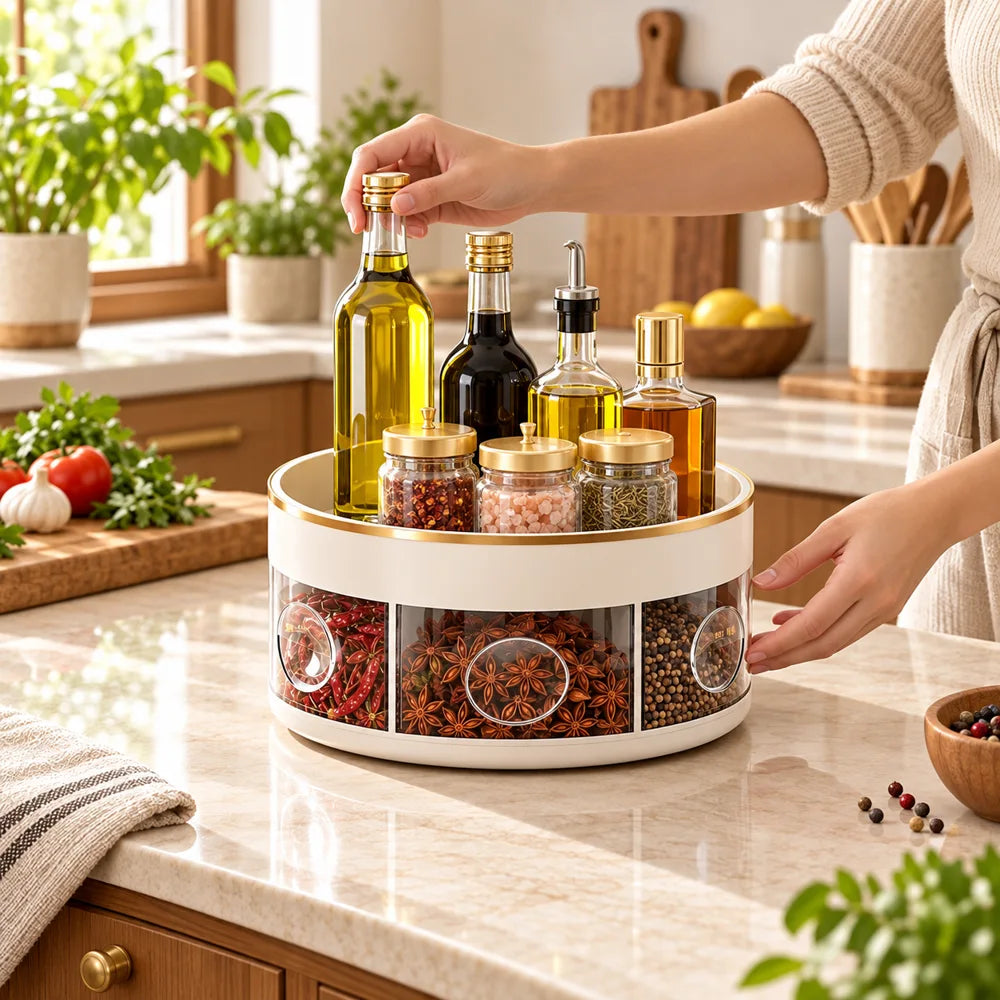 Rotating Seasoning Storage Rack (White) — view 5