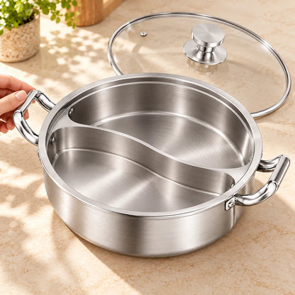 Lidded Divided Steel Hot Pot (32 cm & Lid) — view 4