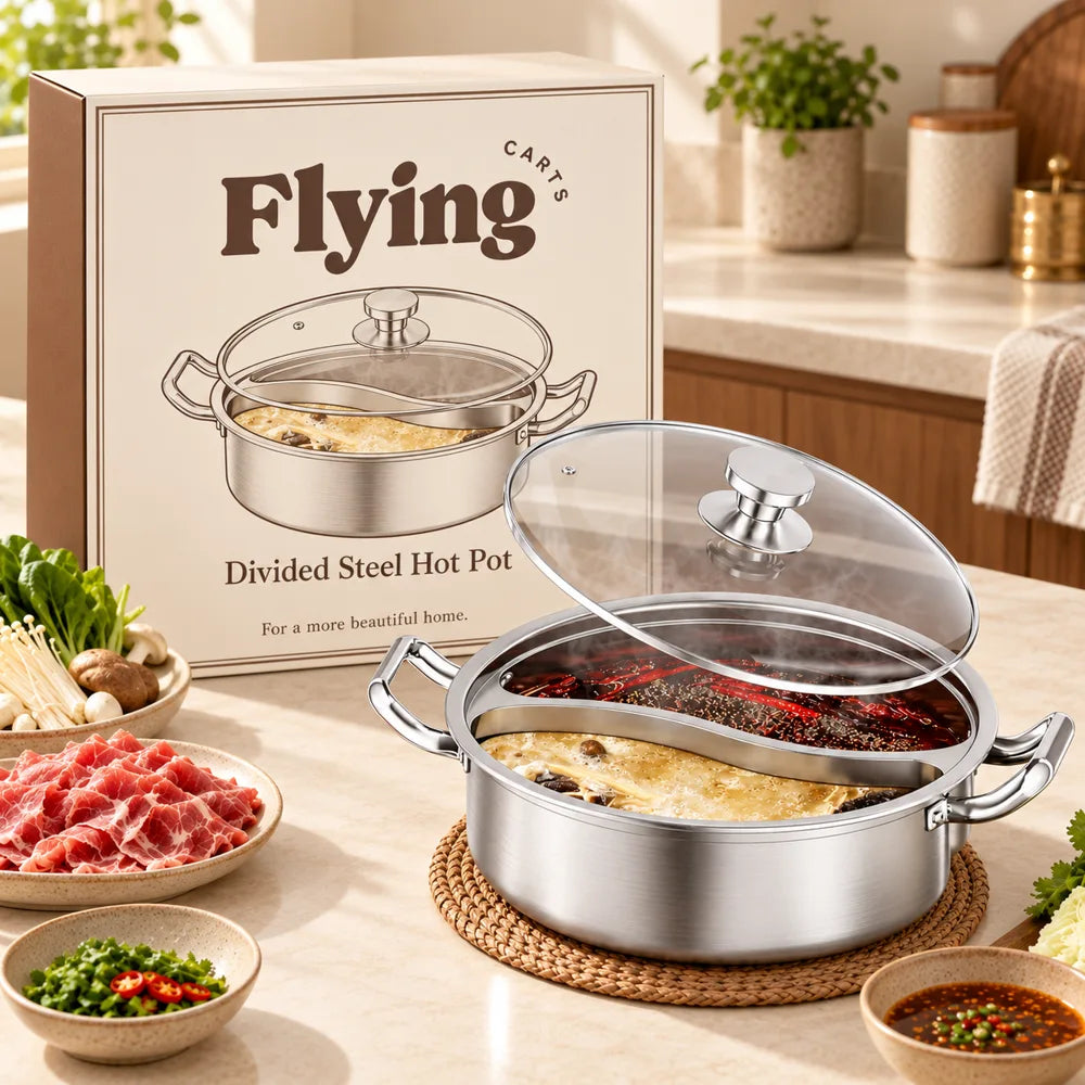 Lidded Divided Steel Hot Pot (32 cm & Lid) — view 6