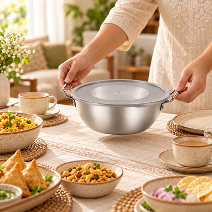 Silver Handled Snack Bowl with Lid (17 cm & Lid) — view 5