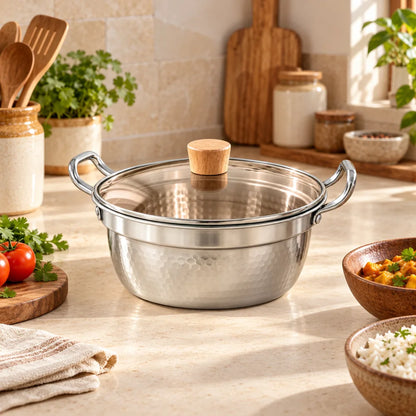 Lidded Steel Sukiyaki Pot (20 cm & Lid) — view 1