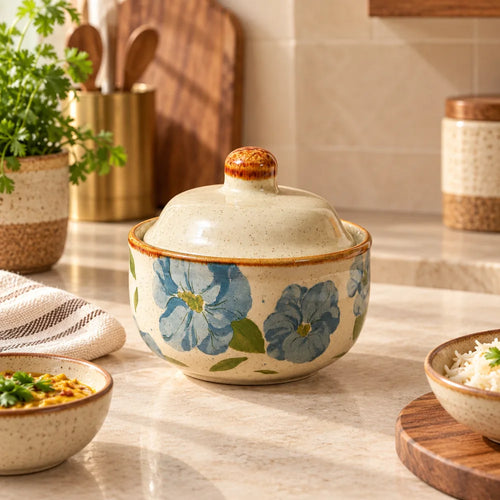 Ink Peony Lidded Ceramic Bowl (400 ml) — view 1