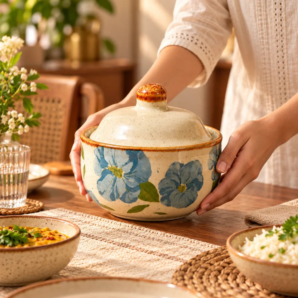 Ink Peony Lidded Ceramic Bowl (400 ml) — view 5