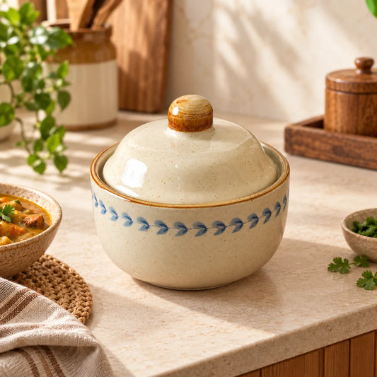 Qinghui Painted Lidded Ceramic Bowl (400 ml) — view 1