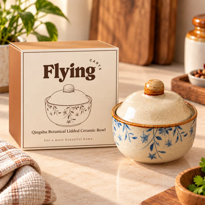 Qingshu Botanical Lidded Ceramic Bowl (400 ml) — view 6