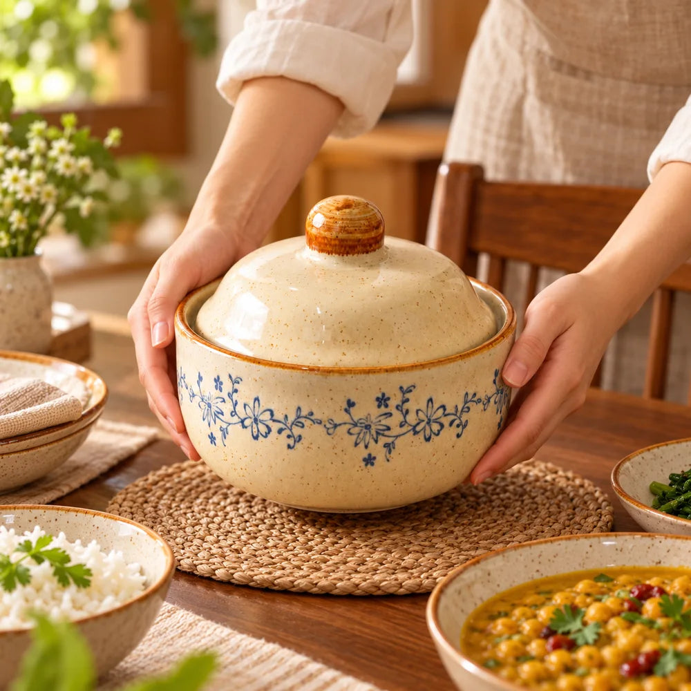 Qingman Vine Lidded Ceramic Bowl (400 ml) — view 5