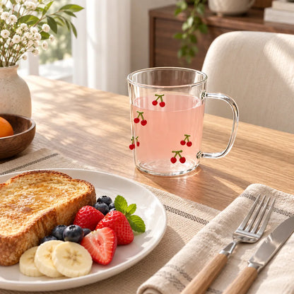 Raised Cherry Glass Mug (350 ml) — view 4
