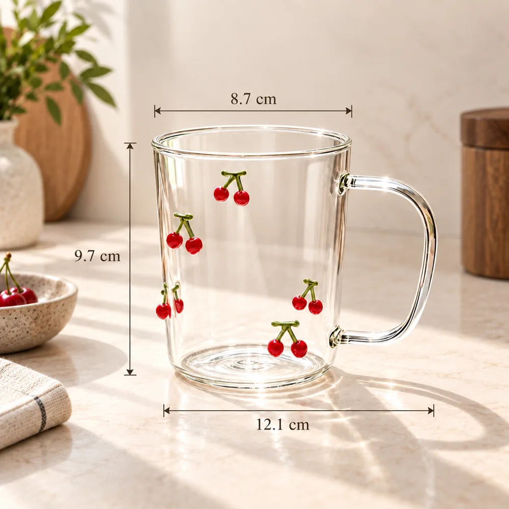 Raised Cherry Glass Mug (350 ml) — view 6