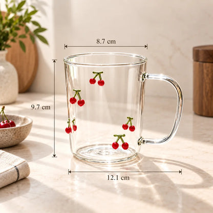 Raised Cherry Glass Mug (350 ml) — view 6
