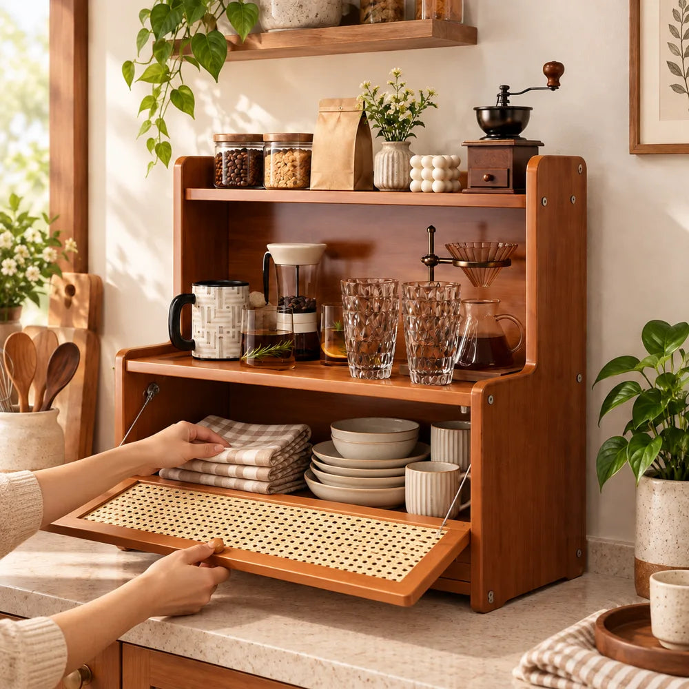 Woven door Corner Cup Cabinet (35 cm) — view 2