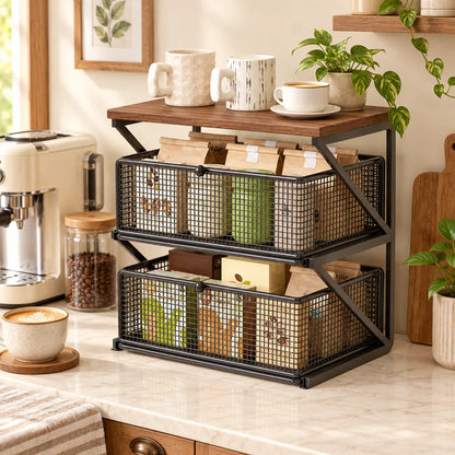 Coffee Station Drawer Stand Double Shelf — view 1