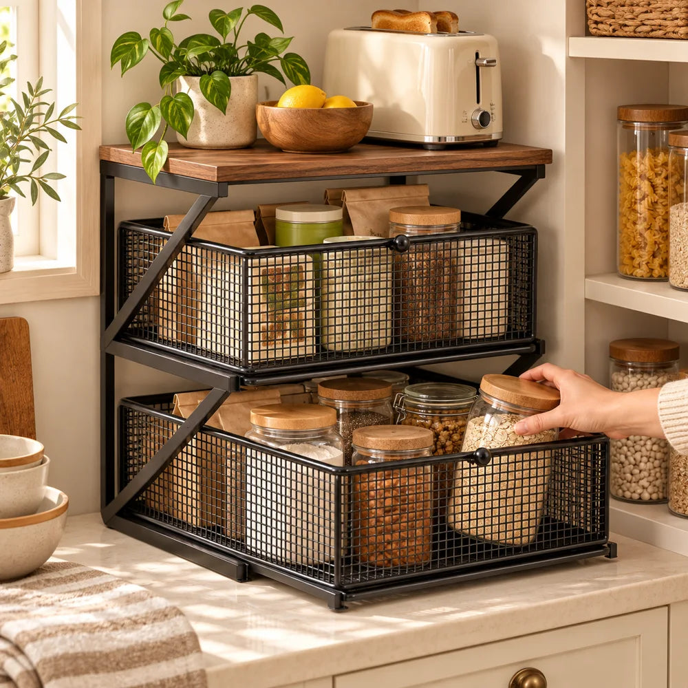 Coffee Station Drawer Stand Double Shelf — view 2