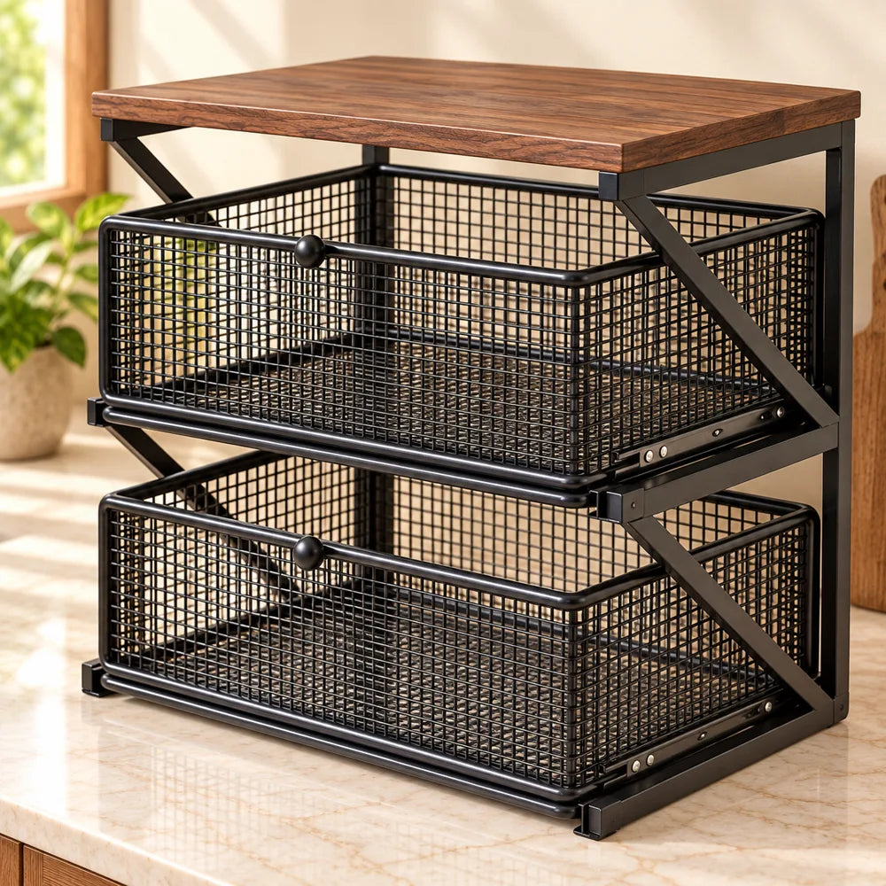 Coffee Station Drawer Stand Double Shelf — view 4