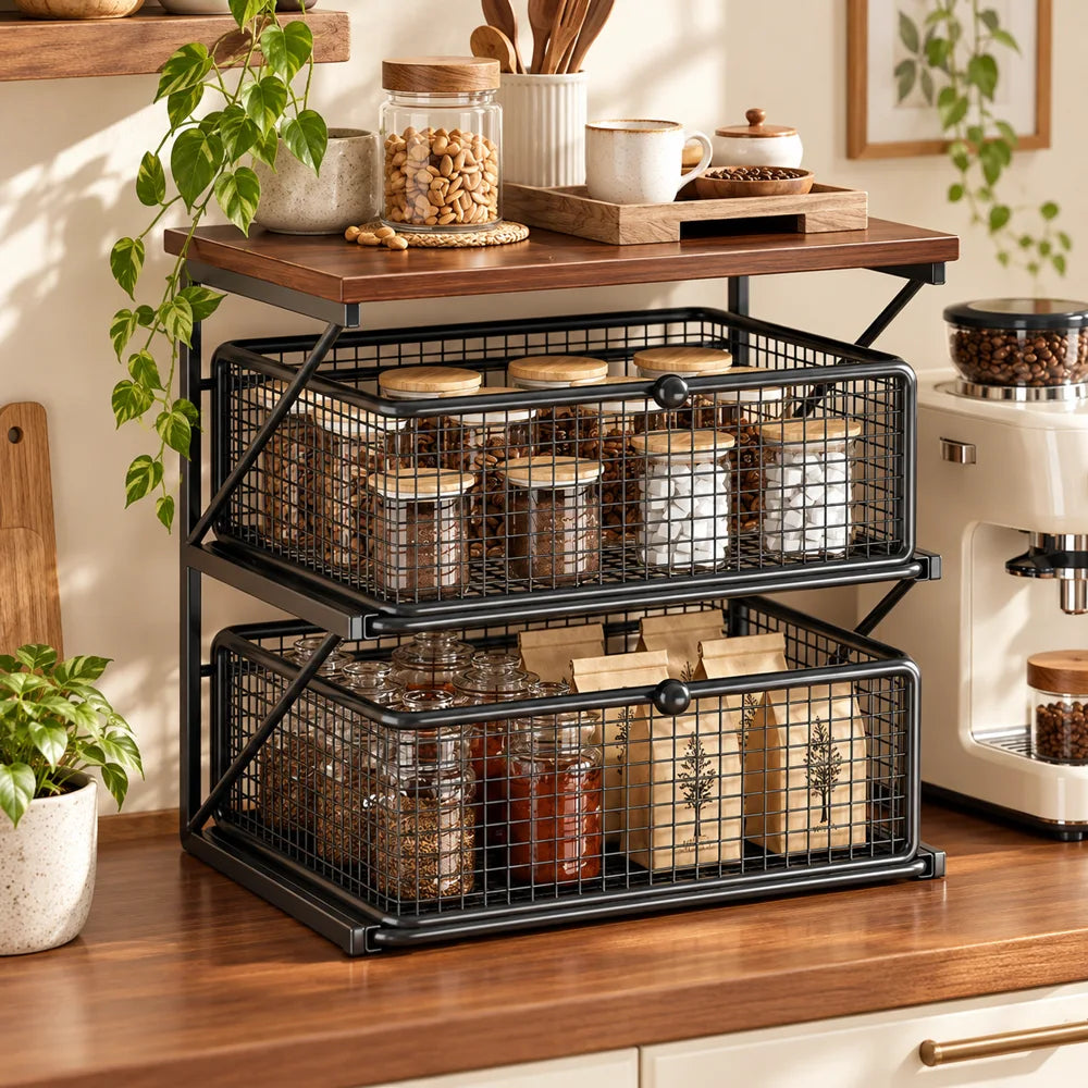 Vintage Coffee Stand Double Shelf — view 1