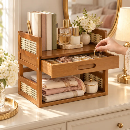 Vintage Book Organiser with Drawer (2 Tiers & 40 cm) — view 3