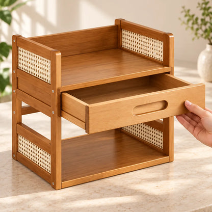 Vintage Book Organiser with Drawer (2 Tiers & 40 cm) — view 4