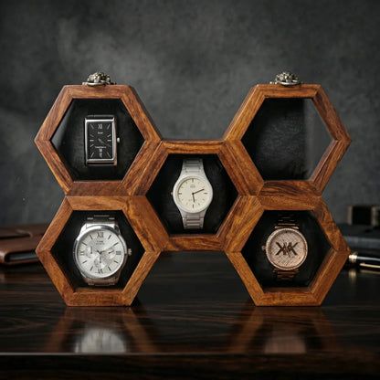 Wooden Hexagon Watch Box — view 4