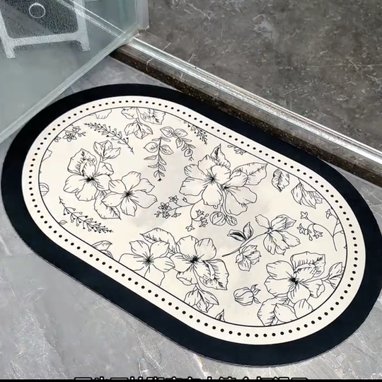 PetalStep Floral Floor Mat outside washroom