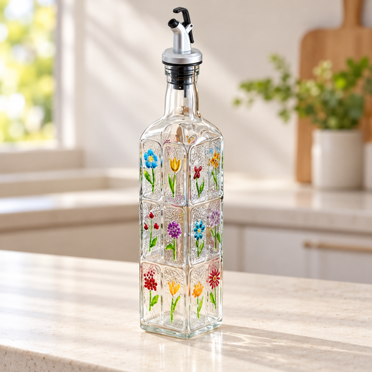 Floral Glass Oil Dispenser hero