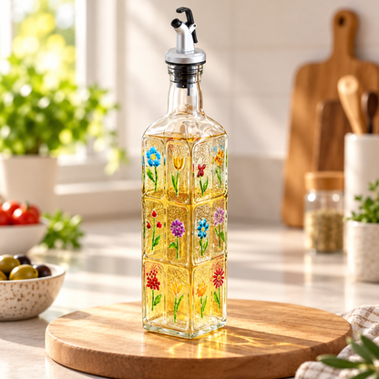 Floral Glass Oil Dispenser final view