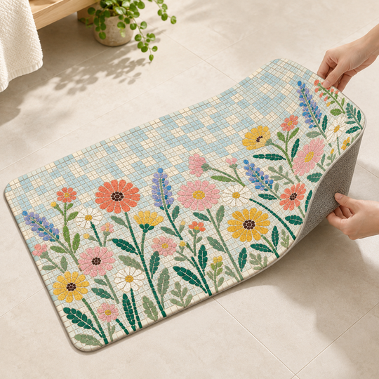 Floral Mosaic Floor Mat flexible design
