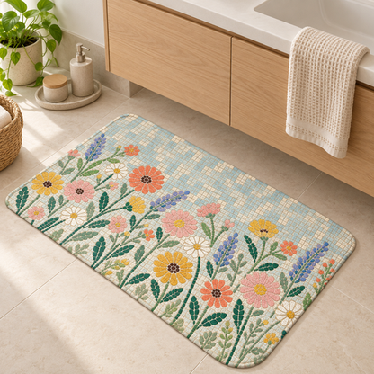 Floral Mosaic Floor Mat by vanity