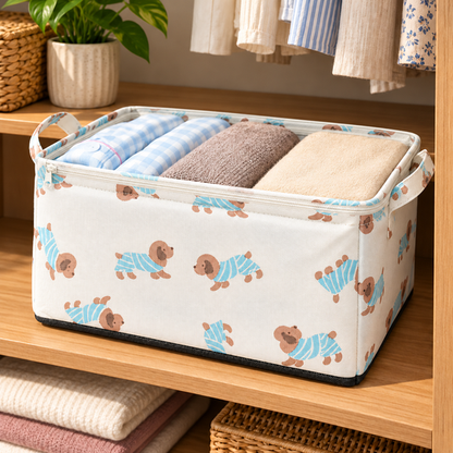 Foldable Printed Clothes Storage Basket - image 1