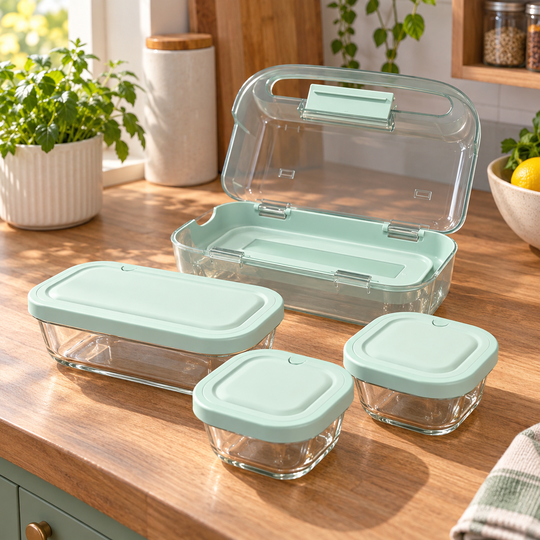 Fresh Portable Meal Box - open three-container set