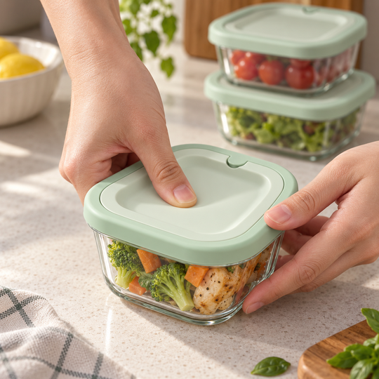 Fresh Portable Meal Box - press-style lid detail