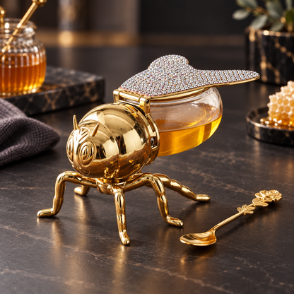 Golden Bee Honey Pot alternate angle