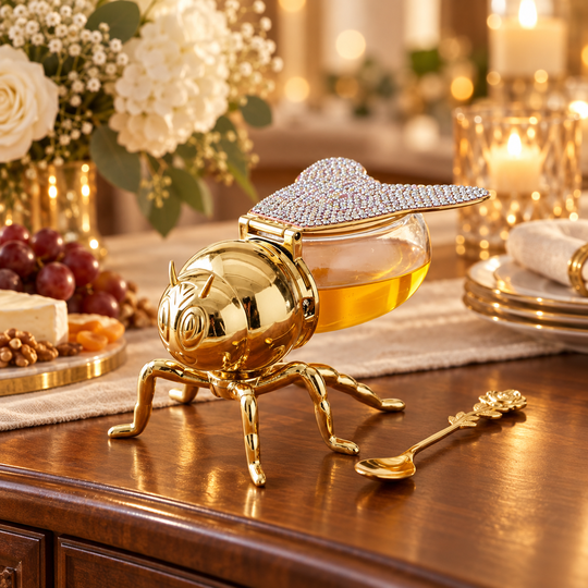 Golden Bee Honey Pot festive table setting