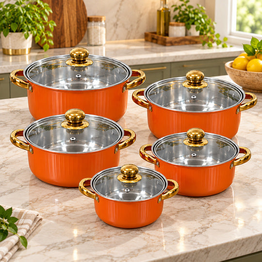 Golden Royal Cookware Set - complete five-size set