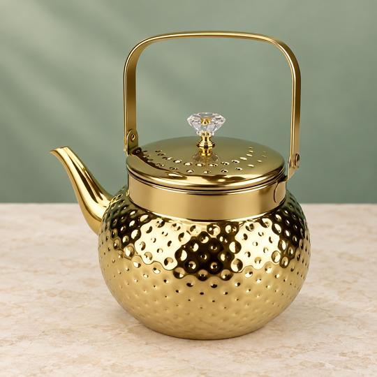 Hammered design Brewing Kettle in gold finish