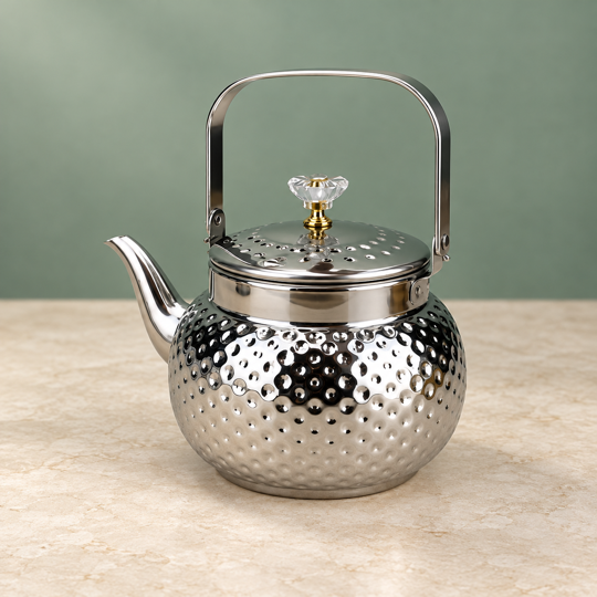 Hammered design Brewing Kettle in silver finish