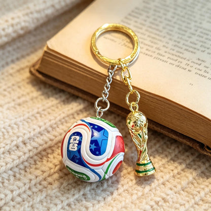 Football Keychain with Mini Gold Trophy