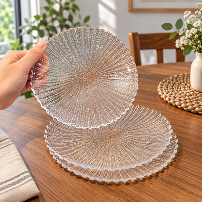 Sunburst Textured Glass Plate Set