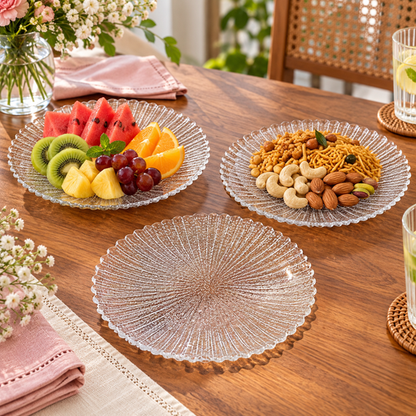 Sunburst Textured Glass Plate Set