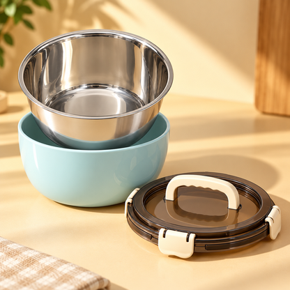 Lock Lid Food Bowl with removable stainless-steel inner bowl