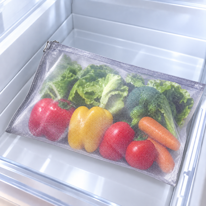 Mesh Vegetable Bag arranged in a refrigerator drawer